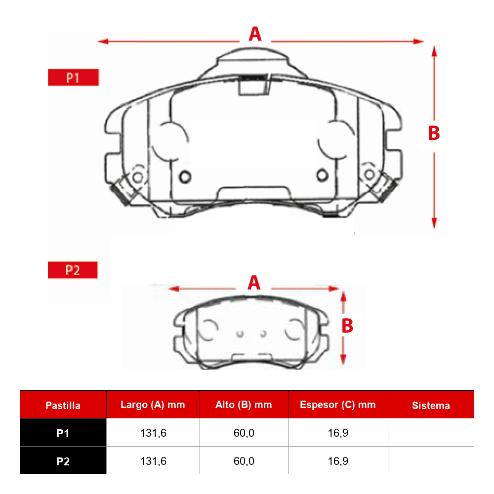 Ficha técnica Pastilla Ital 1039 · Frenostock