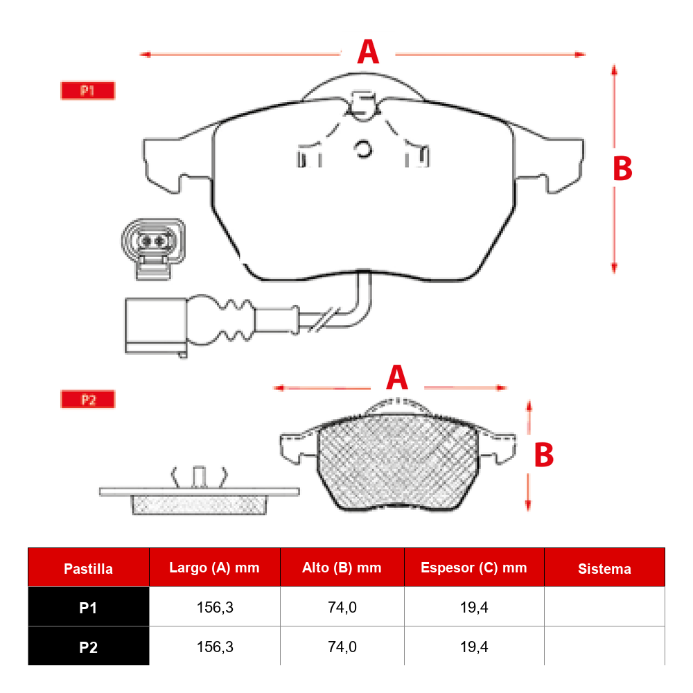 Ficha técnica Pastilla Ital 1075 · Frenostock