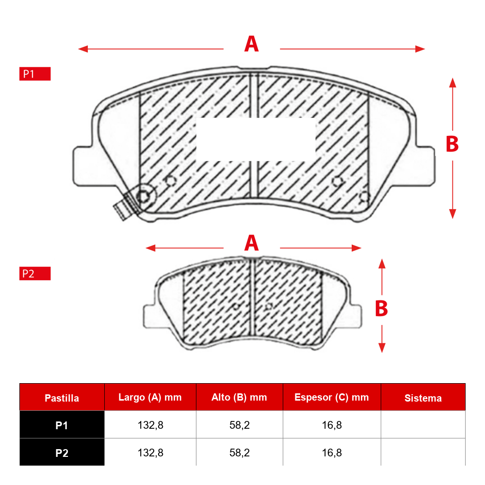 Ficha técnica Pastilla Ital 1158 · Frenostock
