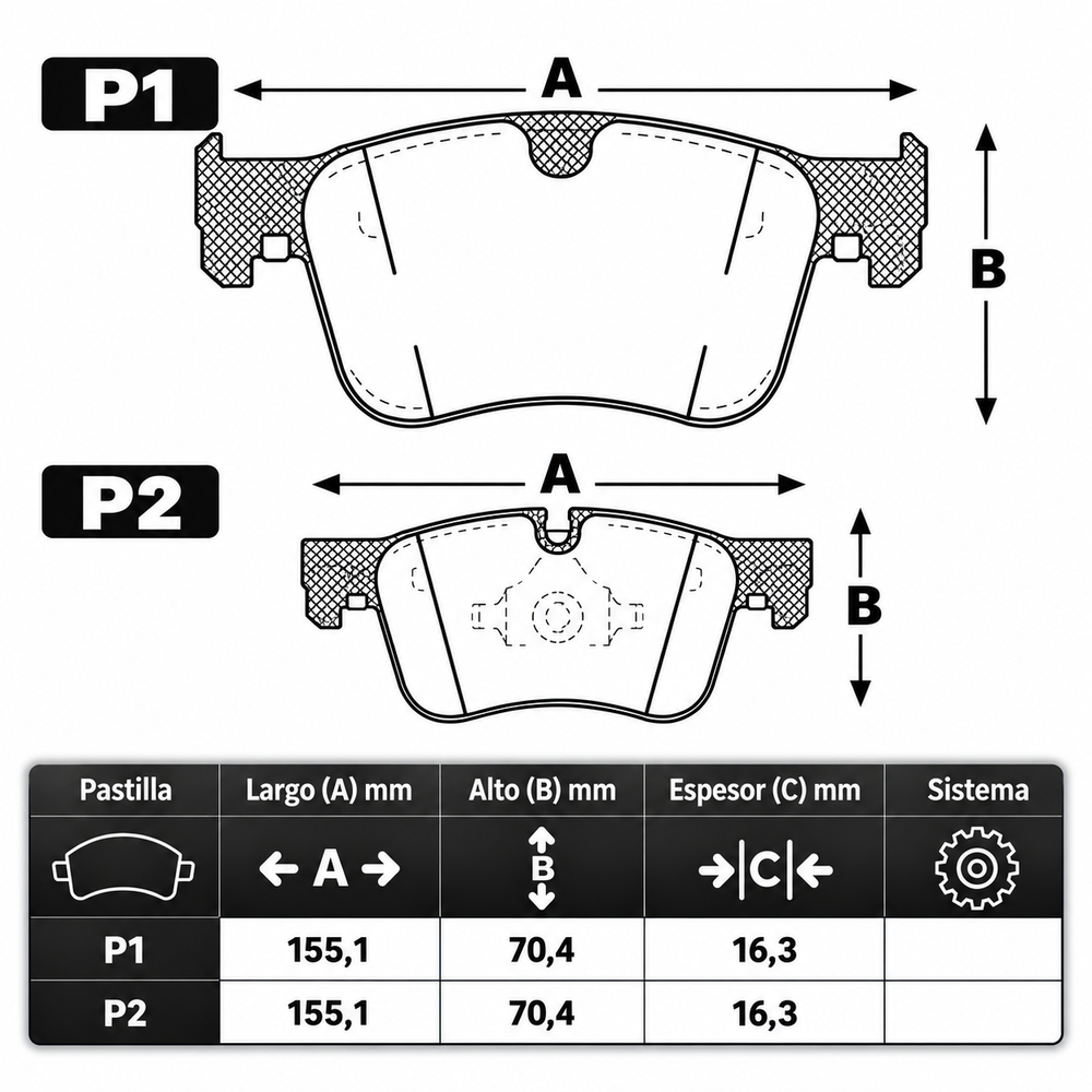 Ficha técnica Pastilla Ital 1286 · Frenostock
