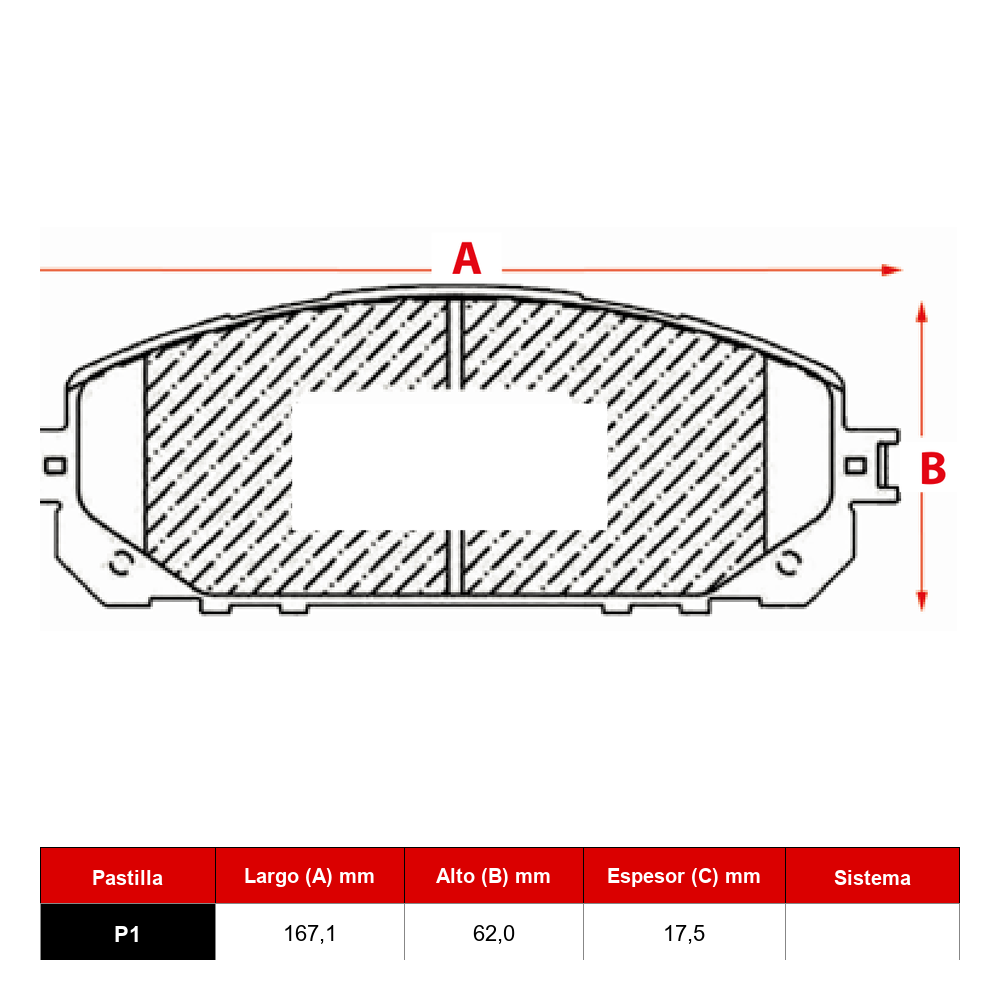 Ficha técnica Pastilla Ital 1300 · Frenostock