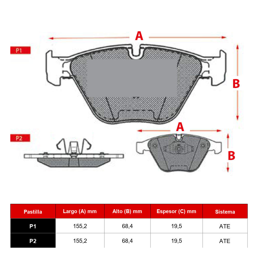 Ficha técnica Pastilla Ital 1358 · Frenostock