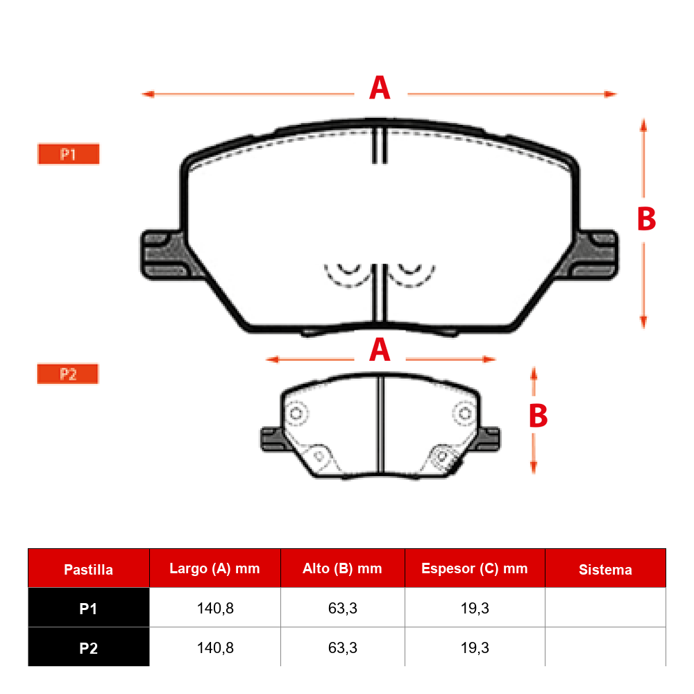 Ficha técnica Pastilla Ital 1420 · Frenostock