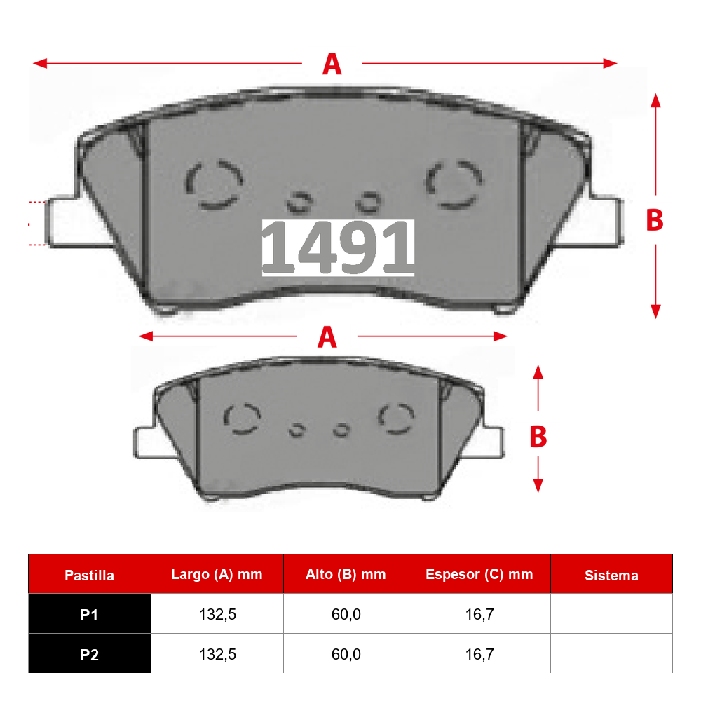 Ficha técnica Pastilla Ital 1491 · Frenostock