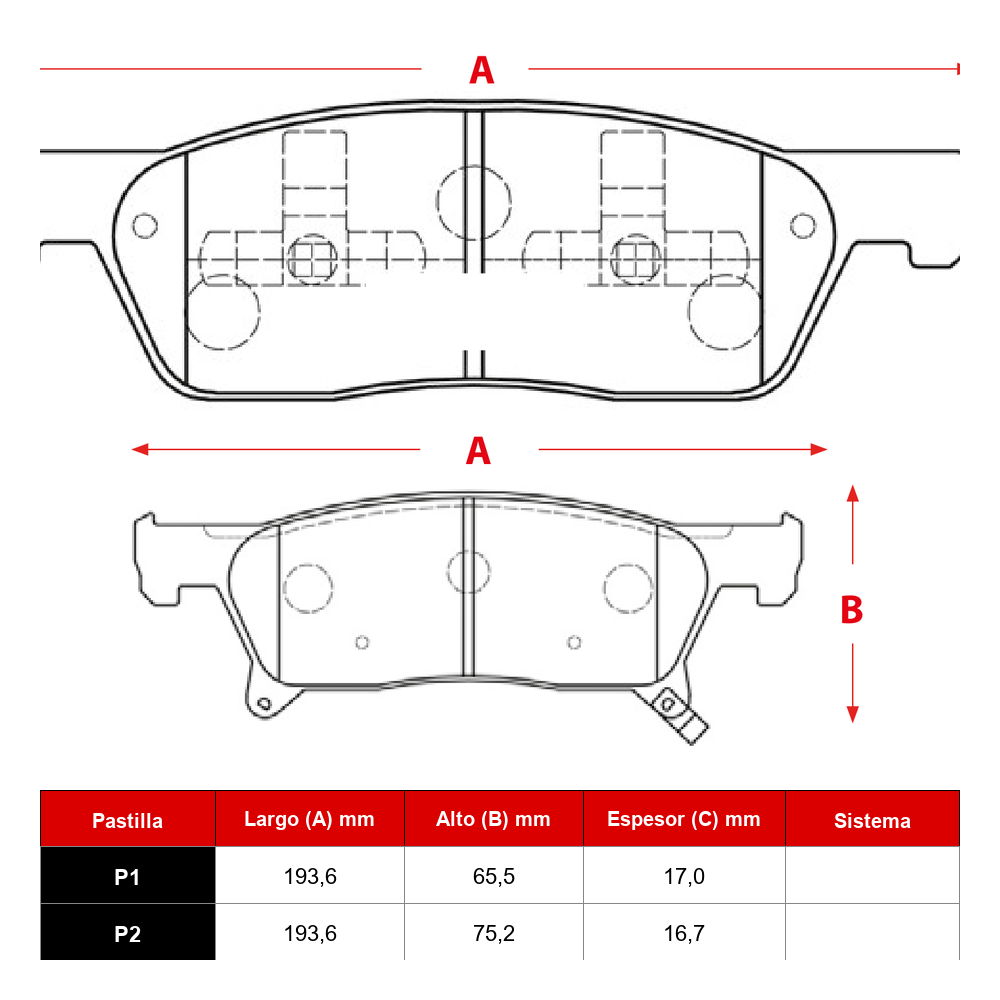 Ficha técnica Pastilla Ital 1675 · Frenostock