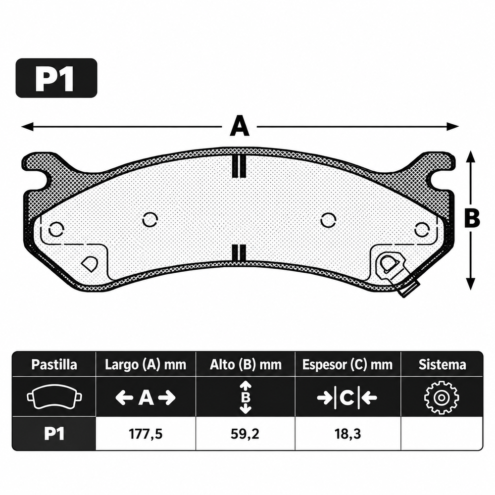 Ficha técnica Pastilla Ital 402 · Frenostock